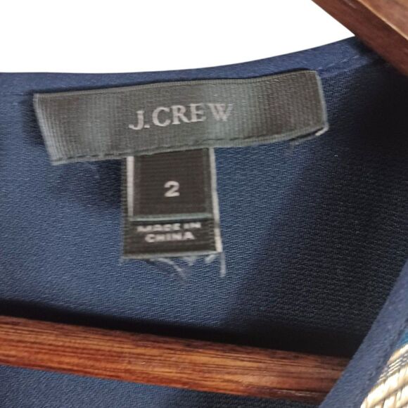 J Crew Wool Blend Sz 2 Shimmer Gold & Navy Modern Gatsby Lightweight Sleeveless - Picture 6 of 8